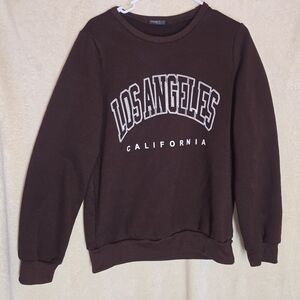 Shein Women's Pullover Sweater Brown Longsleeve Size M "Los Angeles California "